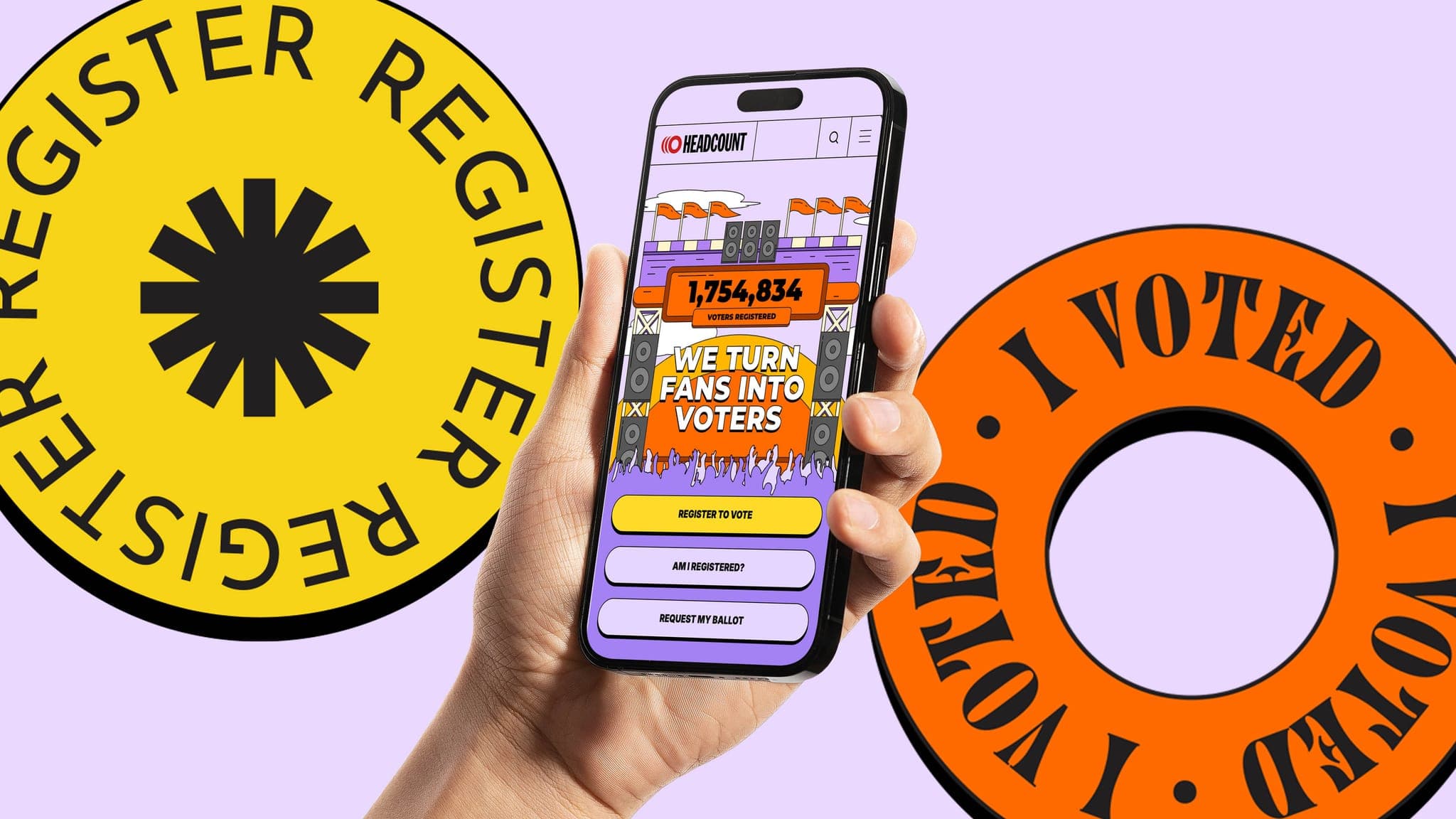 The HeadCount marketing site and volunteering app, Turn Fans Into Voters